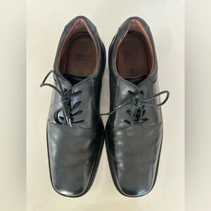 Johnston & Murphy Black Genuine Leather Modern Oxfords Square Toe